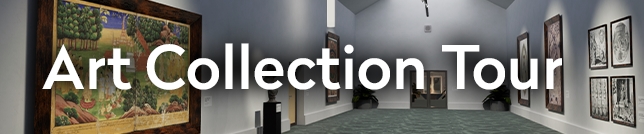 Art collection tour banner for VR Mystery School.